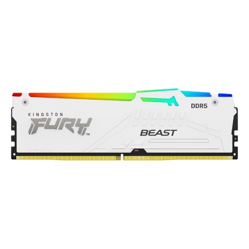 رم کامپیوتر Kingston FURY Beast RGB White DDR5 64GB(2X32GB) 5200MHz CL40