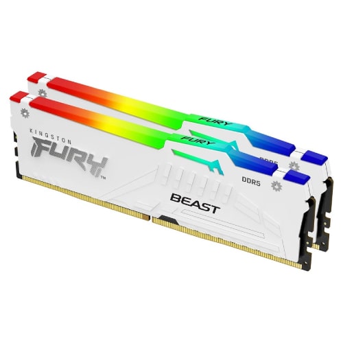 رم کامپیوتر Kingston FURY Beast RGB White DDR5 32GB(2X16GB) 5200MHz CL40