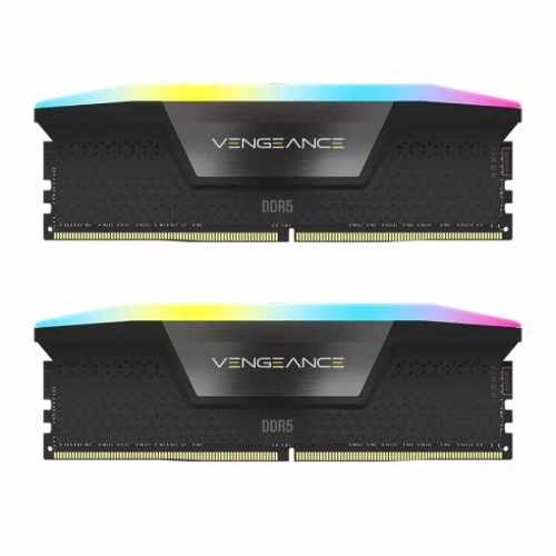 رم کامپیوتر  CORSAIR VENGEANCE RGB BLACK 64GB(2X32GB) 6400 CL32 DDR5